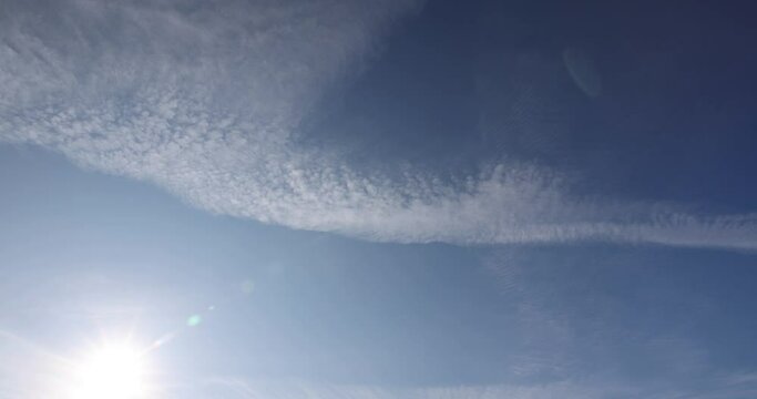 cirrus clouds in the blue sky, beautiful long cirrus clouds in the sky