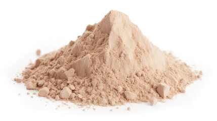 Heap of brown powder depicting heroin isolated on white background - obrazy, fototapety, plakaty