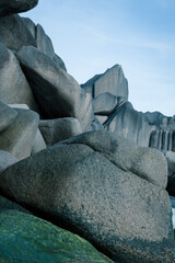 Grand Anse, La Digue Island, Seychelles, wavy tropical paradise on earth, crystal clear tranquil...