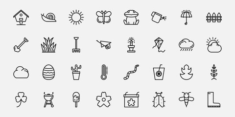 32 Spring element line icon set for your design web etc