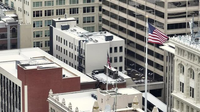 american flag downtown spokane roof 