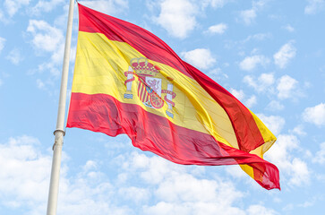 Spanish flag waving in the wind