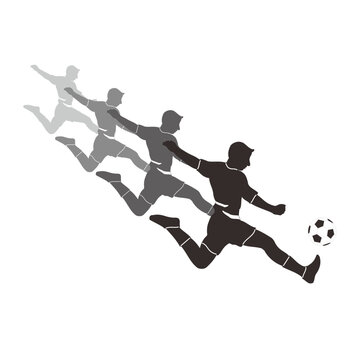 silhouette of a soccer player on a white background, vector image