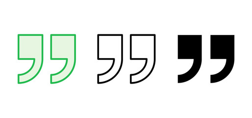 Quote icon set. Quotation mark symbol.