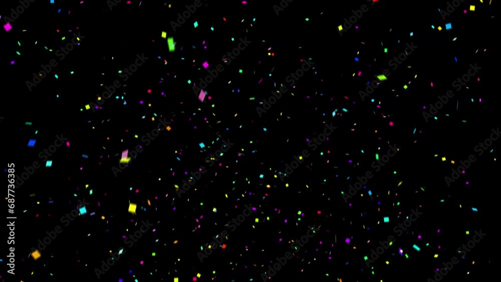 Wall mural confetti explosion. colorful falling festive particles, stripes. transparency is embedded in video. 