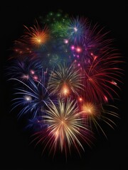 Fototapeta premium Beautiful multicolored fireworks on a black background