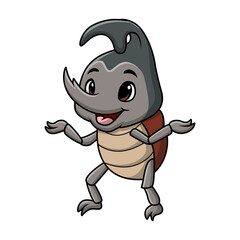 Cute rhinoceros beetle cartoon on white background