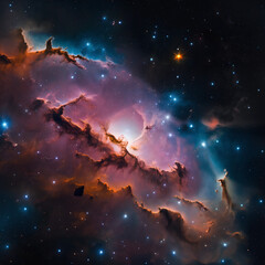Obraz na płótnie Canvas Stars and a nebula in space.