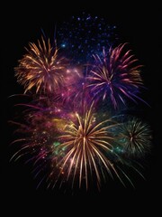 Fototapeta premium Beautiful multicolored fireworks on a black background