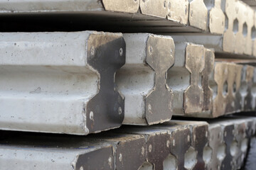 Concrete piles foundation on construction site