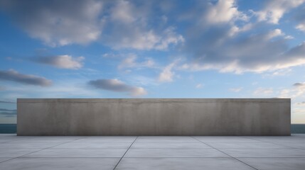 Empty concrete floor on the rooftop with blue sky background.