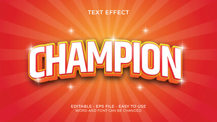 CHAMPION text effect with sparkling star effect
