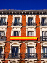 Building facades and architecture in Madrid, Spain