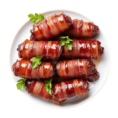 Delicious Plate of Bacon Wrapped Figs Isolated on a transparent Background