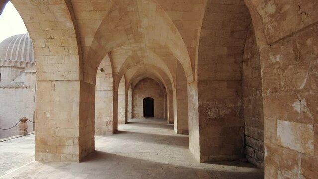 Cross vaults on the upper floor of Zinciriye Madrasa. The camera makes a walking motion through them.