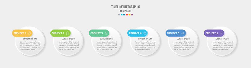 Business infographic process with circle template design with icons and 6 options or steps. Vector illustration