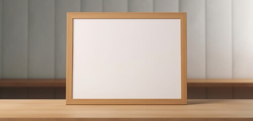 the minimalist beauty of an empty mockup, highlighting a wooden frame with a modern digital art concept.