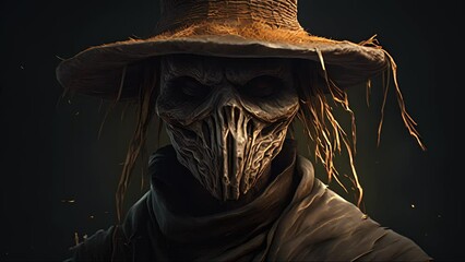 	
Scary scarecrow. Halloween concept. Created with Generative AI.	
