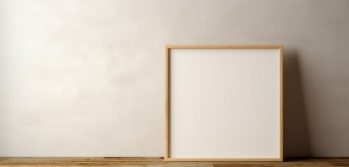 A subtle wooden frame showcasing an empty canvas against a neutral background.