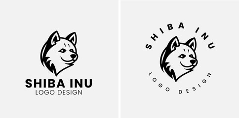 Shiba inu dog Head Logo Design Vector. Shiba inu abstract character illustration. Graphic logo design templates for emblem.
