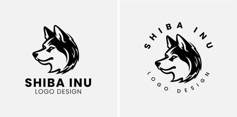 Shiba inu dog Head Logo Design Vector. Shiba inu abstract character illustration. Graphic logo design templates for emblem.