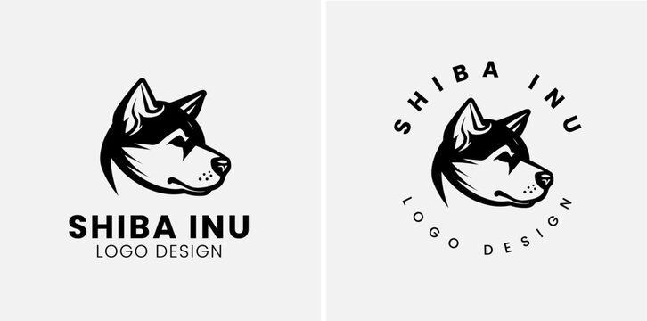 Shiba inu dog Head Logo Design Vector. Shiba inu abstract character illustration. Graphic logo design templates for emblem.