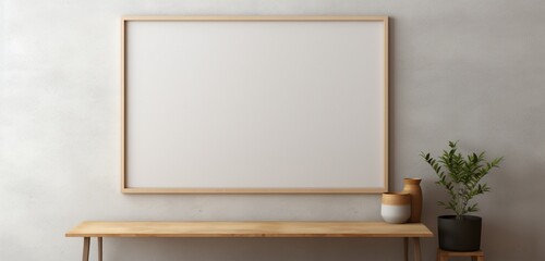 An artistic wooden frame with an empty canvas is photographed by a camera, pr - obrazy, fototapety, plakaty