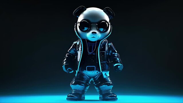 Cyberpunk panda, cute panda robot. Created with generative AI.	
