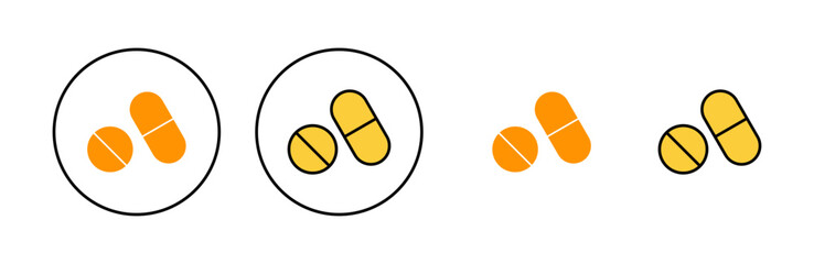 Pills icon set for web and mobile app. capsule icon. Drug sign and symbol