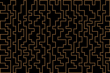 Abstract of background vector. Design labyrinth of line gold of black background. Design print for illustration, textile, puzzle, magazine, cover, card, background, wallpaper. Set 7