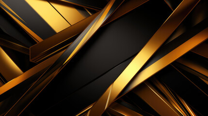 Modern background featuring diagonal gold and black lines or stripes with a 3D effect and a metallic sheen.