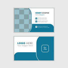 Double sided, minimalist modern corporate business card design template with creative design concept and editable content.