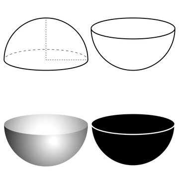 Outline silhouette hemisphere set isolated on white background