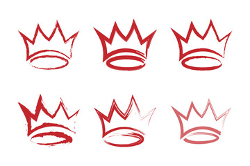 hand drawn grunge brush of king crown, vector collections - obrazy, fototapety, plakaty