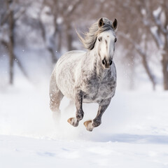 Obraz na płótnie Canvas Arabian Horse running in the Snow