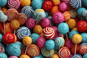 seamless pattern of colored lollipops