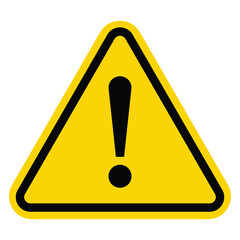 Yellow Warning Dangerous attention icon, danger symbol, filled flat sign, solid pictogram, isolated on white. Exclamation mark triangle symbol. Alert caution warn. Road Industry Safety Advisory Signal
