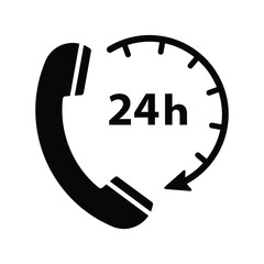 telephone icon, 24 hour service sign