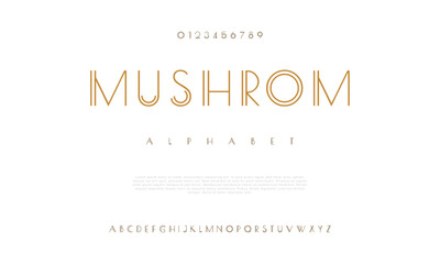 Fototapeta na wymiar Mushrom creative modern urban alphabet font. Digital abstract moslem, futuristic, fashion, sport, minimal technology typography. Simple numeric vector illustration