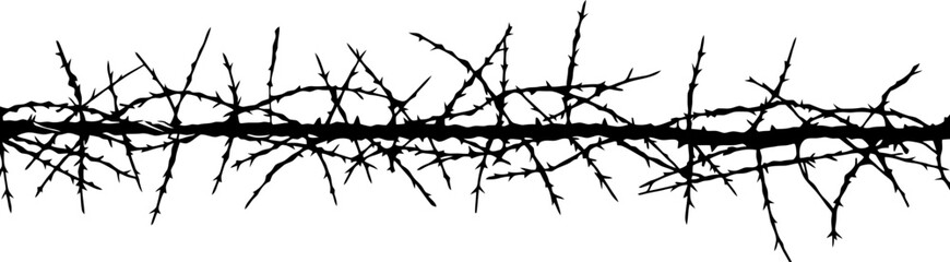 Barbed wire drawing silhouette