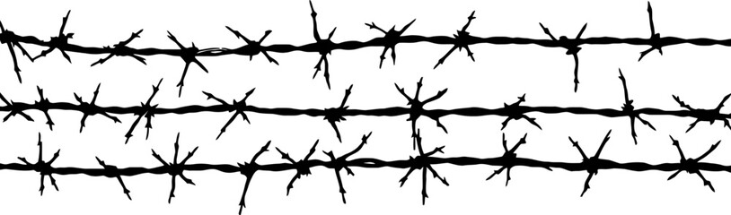 Barbed wire drawing silhouette