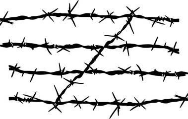 Barbed wire drawing silhouette