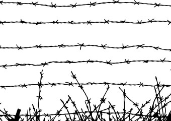 Barbed wire drawing silhouette