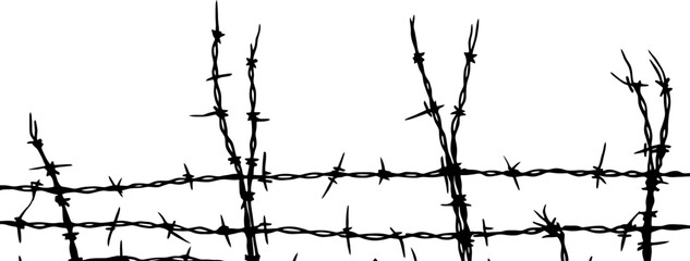 Fototapeta na wymiar Barbed wire drawing silhouette