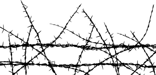 Barbed wire drawing silhouette