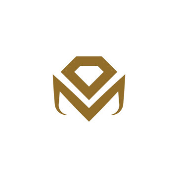 letter M diamond gold logo design