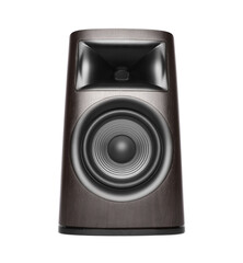 One wooden sound speaker on white background