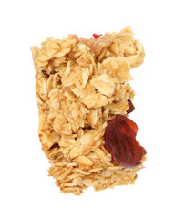 One piece of tasty granola bar isolated on white
