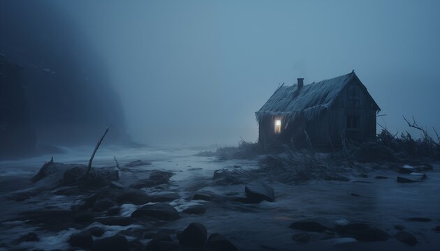 moody house at foogy place