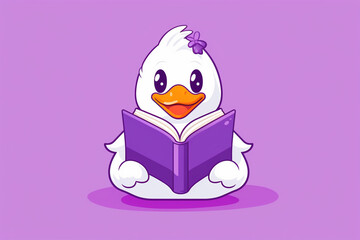 cartoon duck character design reading a book